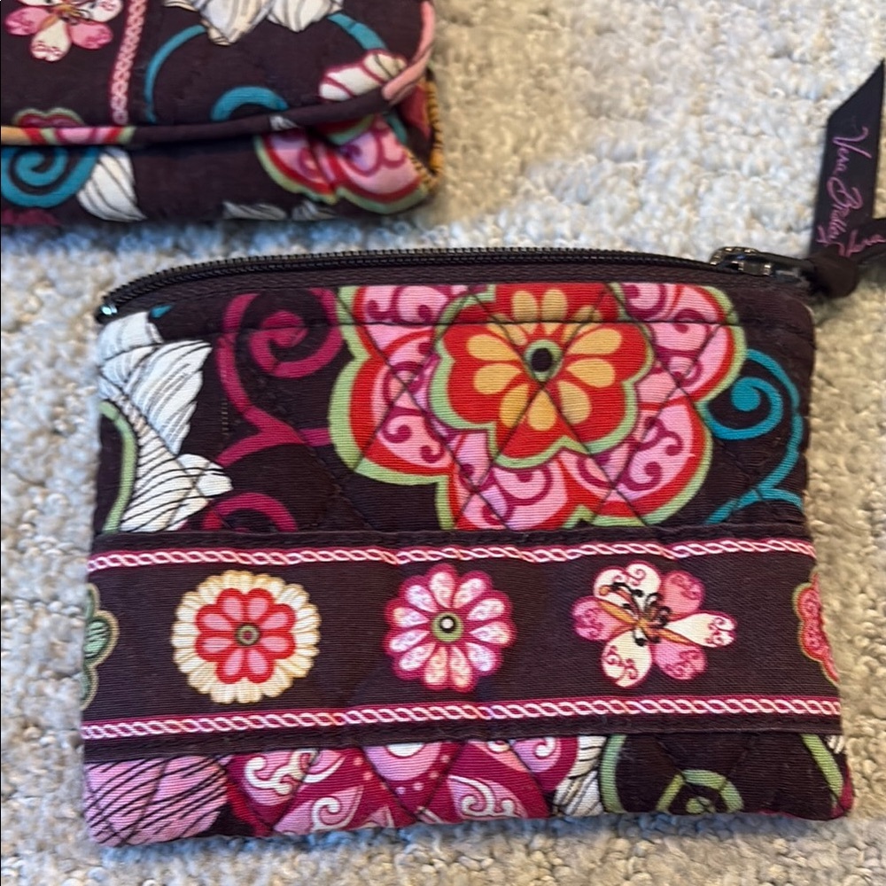 Vera Bradley $$ Pink/Red/Brown Wallet, coin purse, and curling iron cover. EUC - Picture 9 of 14